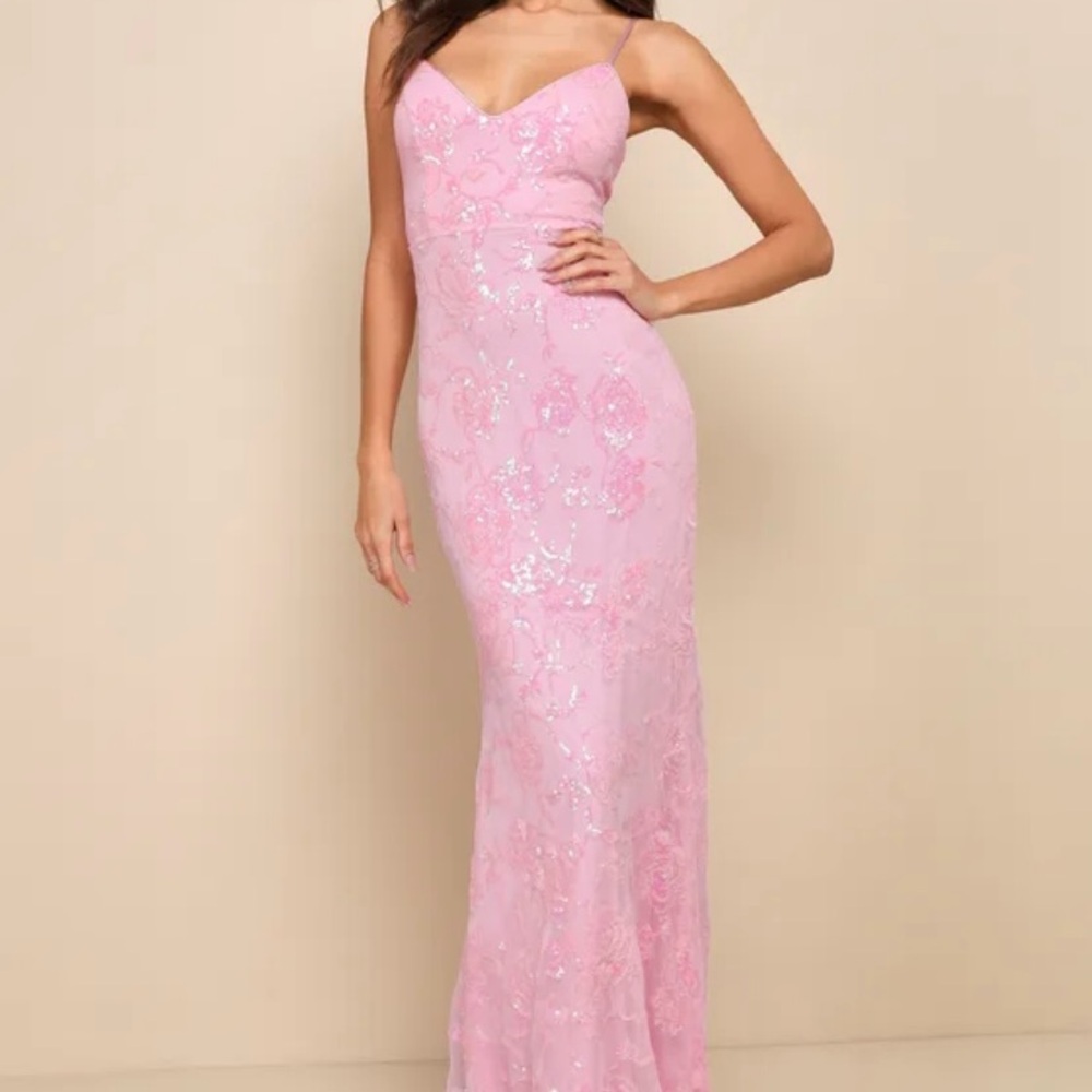 Lulu's Pink Sequin Strapless dress